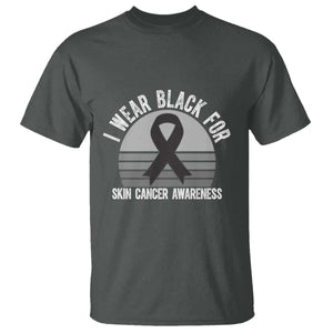I Wear Black For Skin Cancer Awareness T Shirt Retro Vintage Sunset TS12 Dark Heather Print Your Wear