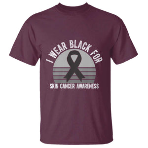 I Wear Black For Skin Cancer Awareness T Shirt Retro Vintage Sunset TS12 Maroon Print Your Wear