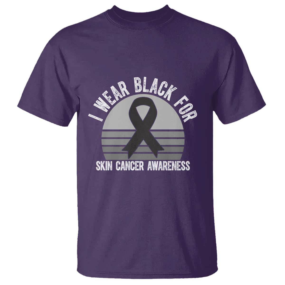 I Wear Black For Skin Cancer Awareness T Shirt Retro Vintage Sunset TS12 Purple Print Your Wear