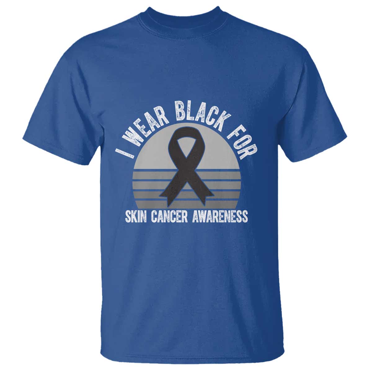 I Wear Black For Skin Cancer Awareness T Shirt Retro Vintage Sunset TS12 Royal Blue Print Your Wear