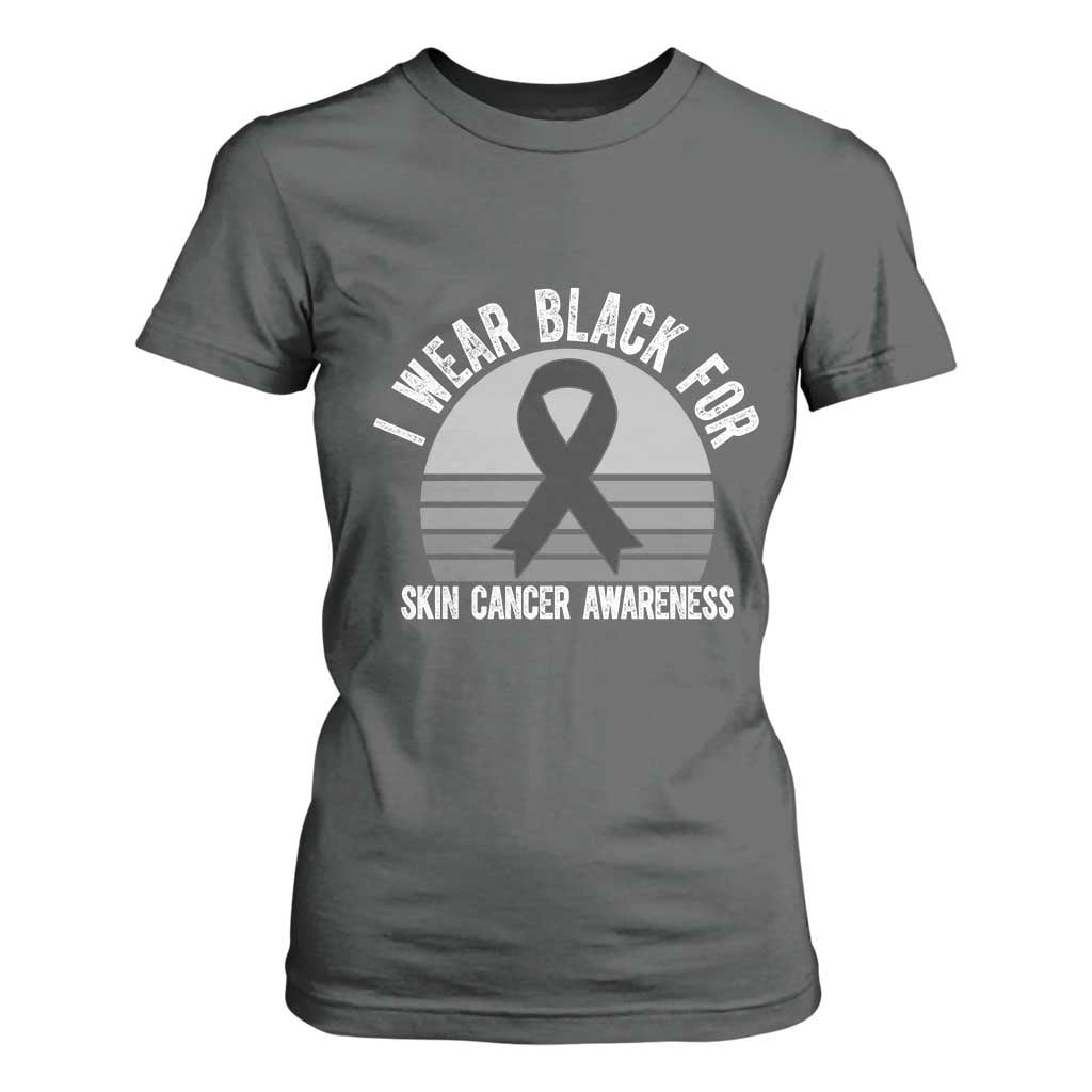 I Wear Black For Skin Cancer Awareness T Shirt For Women Retro Vintage Sunset TS12 Dark Heather Print Your Wear
