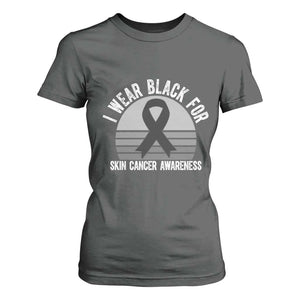 I Wear Black For Skin Cancer Awareness T Shirt For Women Retro Vintage Sunset TS12 Dark Heather Print Your Wear