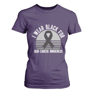I Wear Black For Skin Cancer Awareness T Shirt For Women Retro Vintage Sunset TS12 Purple Print Your Wear