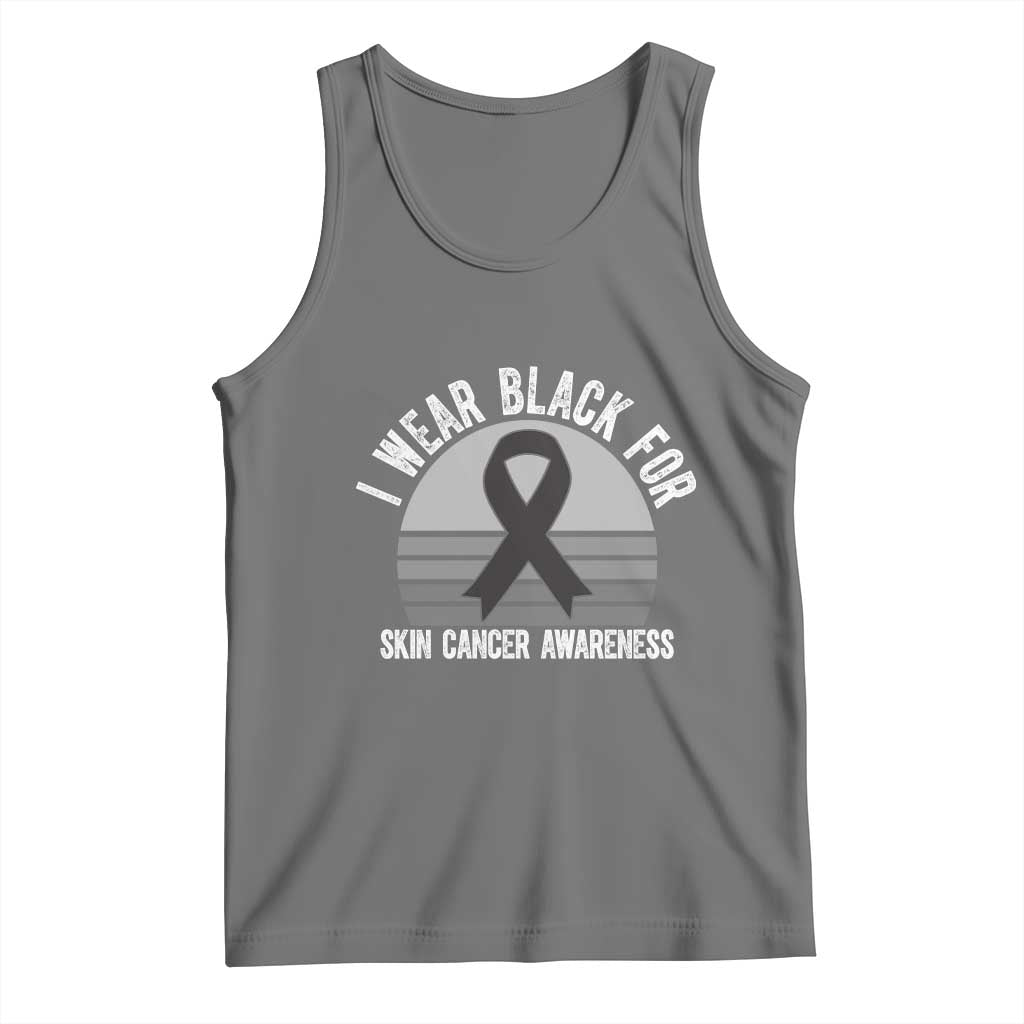 I Wear Black For Skin Cancer Awareness Tank Top Retro Vintage Sunset TS12 Black Heather Print Your Wear