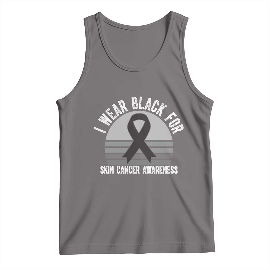I Wear Black For Skin Cancer Awareness Tank Top Retro Vintage Sunset TS12 Deep Heather Print Your Wear
