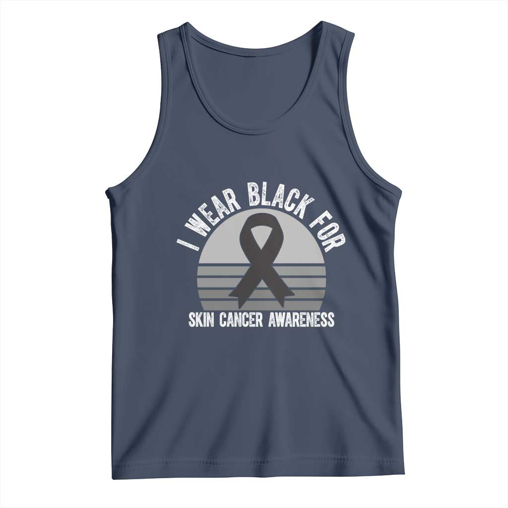 I Wear Black For Skin Cancer Awareness Tank Top Retro Vintage Sunset TS12 Navy Print Your Wear
