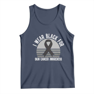 I Wear Black For Skin Cancer Awareness Tank Top Retro Vintage Sunset TS12 Navy Print Your Wear