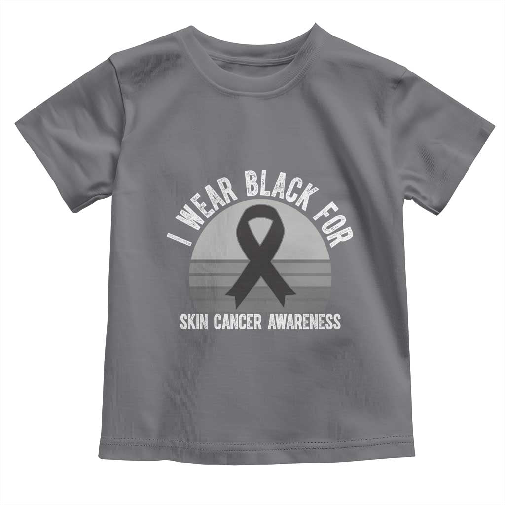 I Wear Black For Skin Cancer Awareness Toddler T Shirt Retro Vintage Sunset TS12 Charcoal Print Your Wear