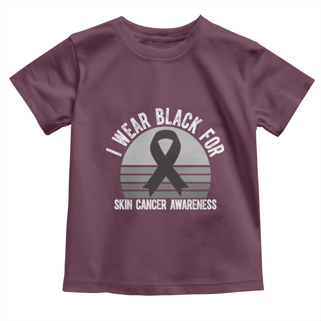 I Wear Black For Skin Cancer Awareness Toddler T Shirt Retro Vintage Sunset TS12 Maroon Print Your Wear