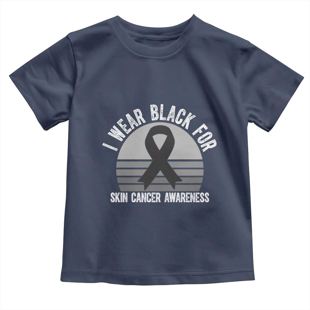 I Wear Black For Skin Cancer Awareness Toddler T Shirt Retro Vintage Sunset TS12 Navy Print Your Wear