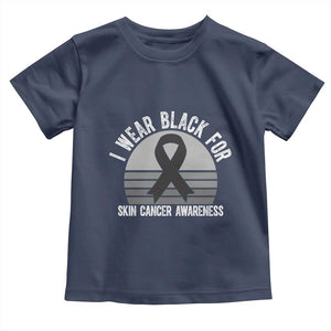 I Wear Black For Skin Cancer Awareness Toddler T Shirt Retro Vintage Sunset TS12 Navy Print Your Wear