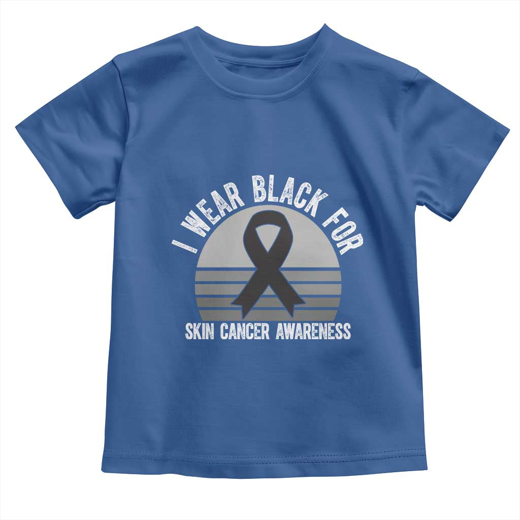 I Wear Black For Skin Cancer Awareness Toddler T Shirt Retro Vintage Sunset TS12 Royal Blue Print Your Wear