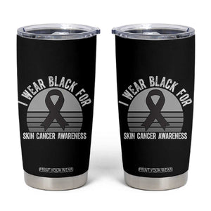 I Wear Black For Skin Cancer Awareness Tumbler Cup Retro Vintage Sunset TS12 Black Print Your Wear