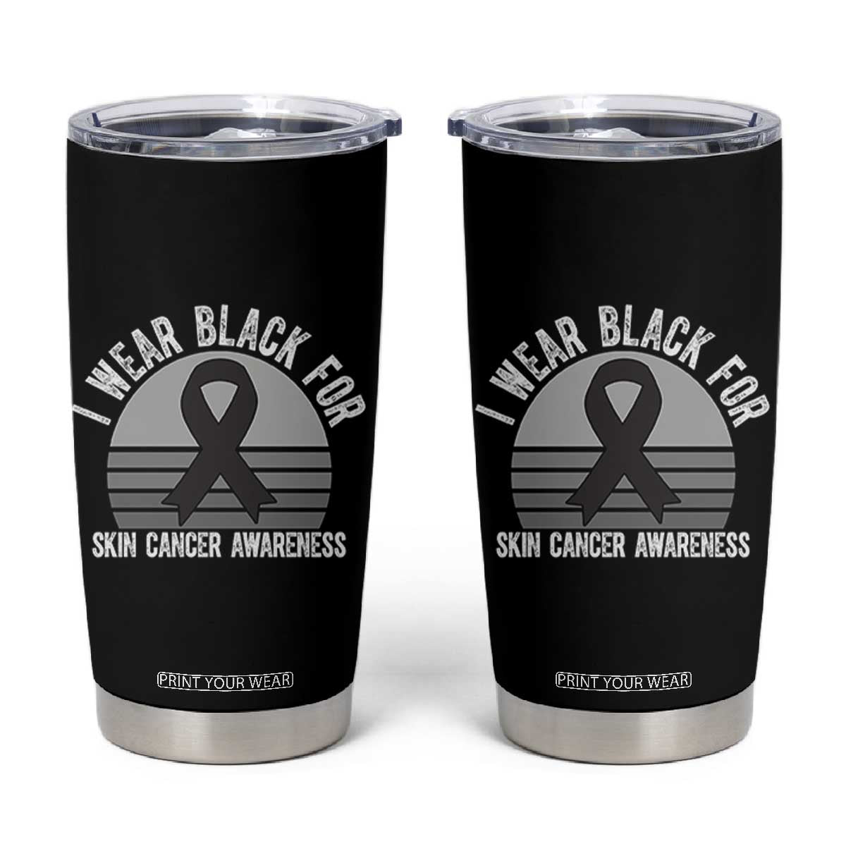 I Wear Black For Skin Cancer Awareness Tumbler Cup Retro Vintage Sunset TS12 Black Print Your Wear