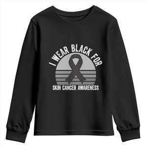 I Wear Black For Skin Cancer Awareness Youth Sweatshirt Retro Vintage Sunset TS12 Black Print Your Wear