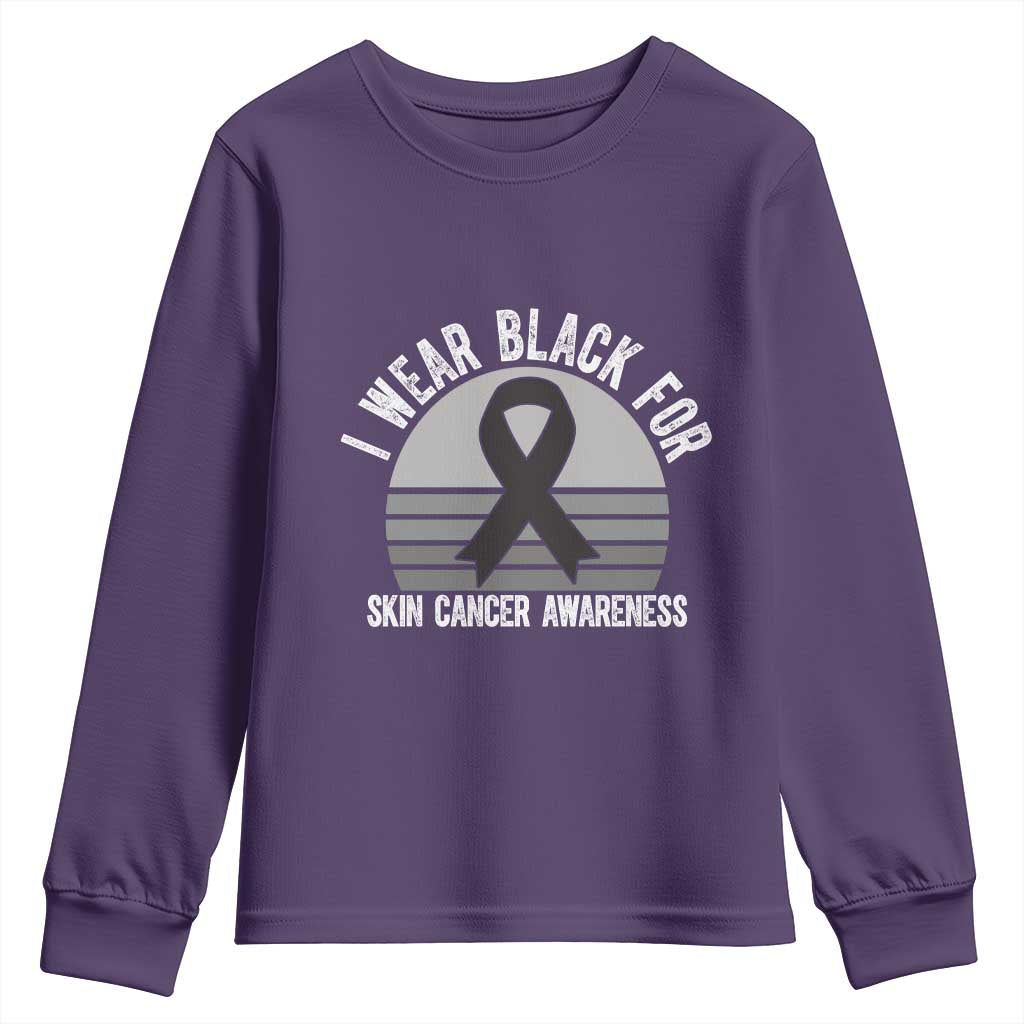 I Wear Black For Skin Cancer Awareness Youth Sweatshirt Retro Vintage Sunset TS12 Purple Print Your Wear