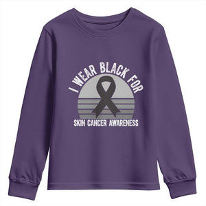 I Wear Black For Skin Cancer Awareness Youth Sweatshirt Retro Vintage Sunset TS12 Purple Print Your Wear