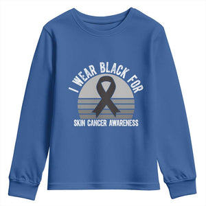 I Wear Black For Skin Cancer Awareness Youth Sweatshirt Retro Vintage Sunset TS12 Royal Blue Print Your Wear