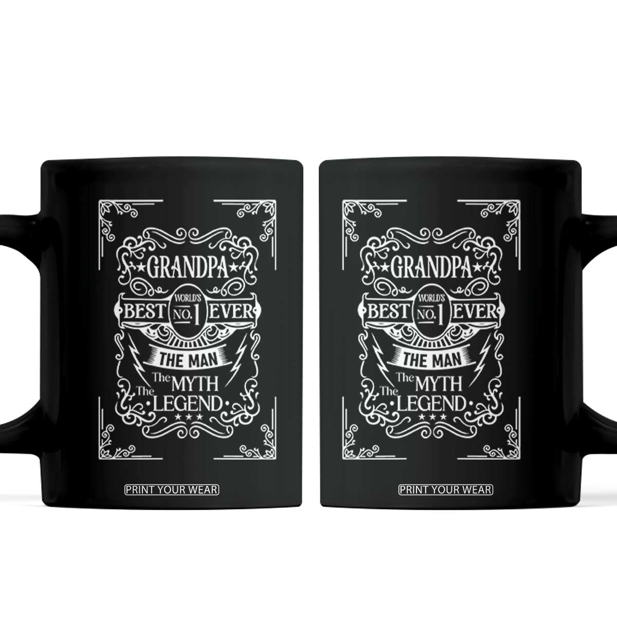 Vintage Fathers Day Gift For Grandpa Coffee Mug The Man The Myth The Legend TS12 Black Print Your Wear