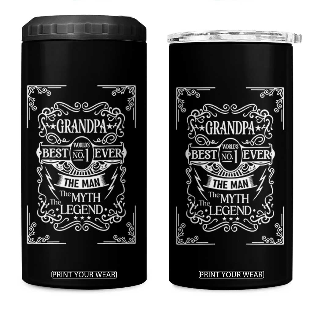 Vintage Fathers Day Gift For Grandpa 4 in 1 Can Cooler Tumbler The Man The Myth The Legend TS12 One Size: 16 oz Black Print Your Wear