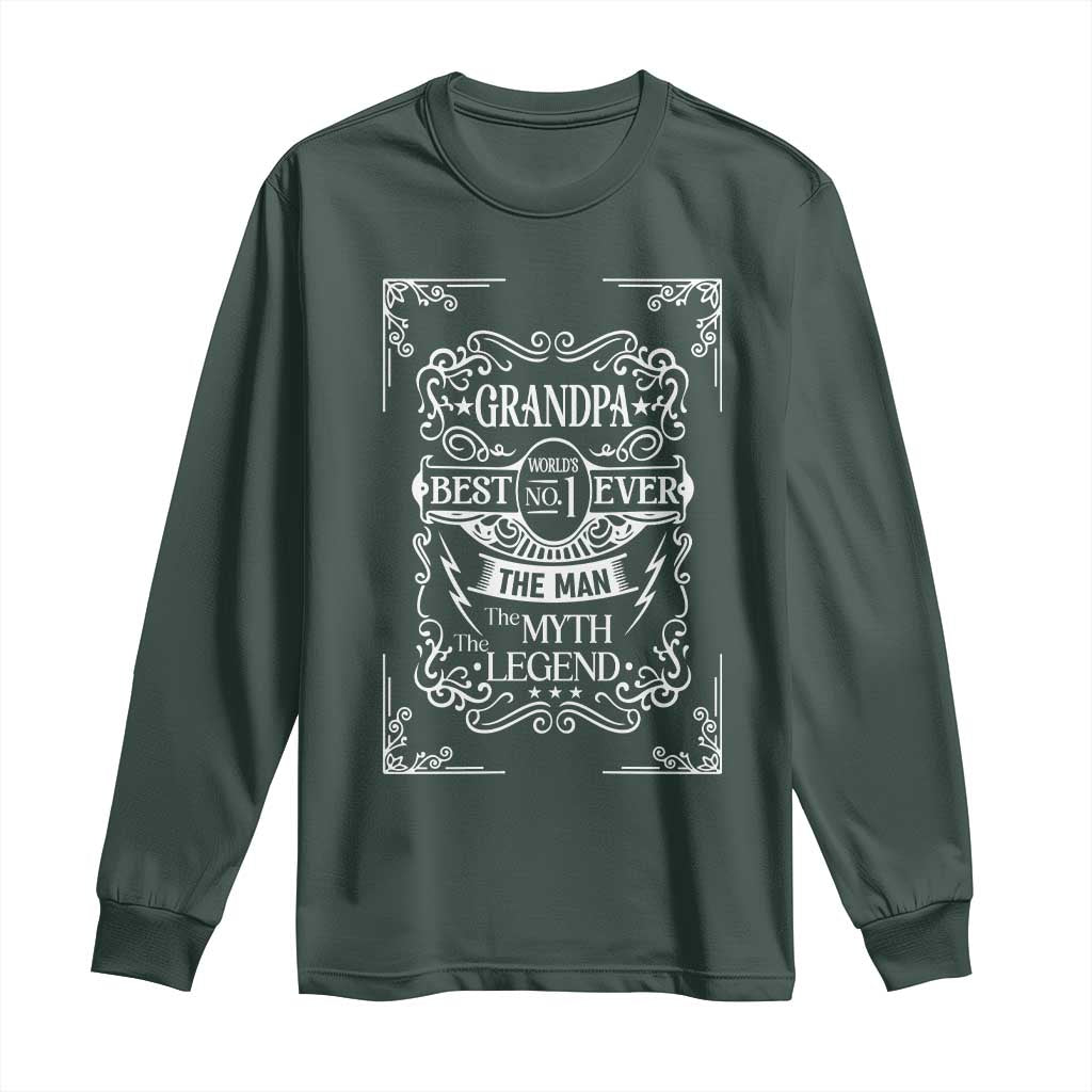 Vintage Fathers Day Gift For Grandpa Long Sleeve Shirt The Man The Myth The Legend TS12 Dark Forest Green Print Your Wear
