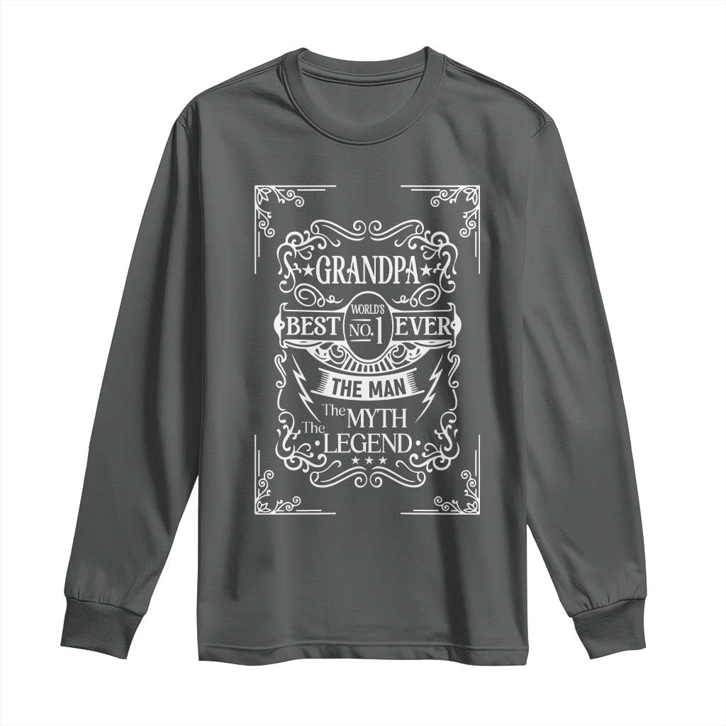 Vintage Fathers Day Gift For Grandpa Long Sleeve Shirt The Man The Myth The Legend TS12 Dark Heather Print Your Wear