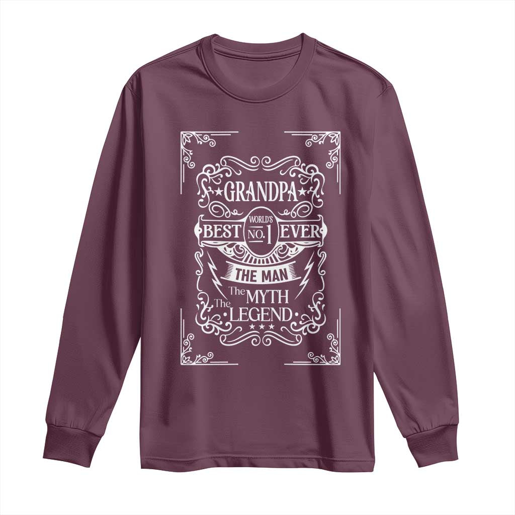 Vintage Fathers Day Gift For Grandpa Long Sleeve Shirt The Man The Myth The Legend TS12 Maroon Print Your Wear