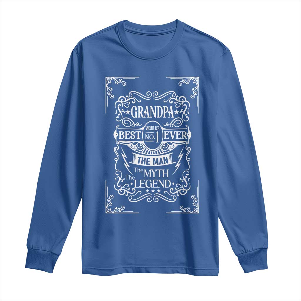 Vintage Fathers Day Gift For Grandpa Long Sleeve Shirt The Man The Myth The Legend TS12 Royal Blue Print Your Wear