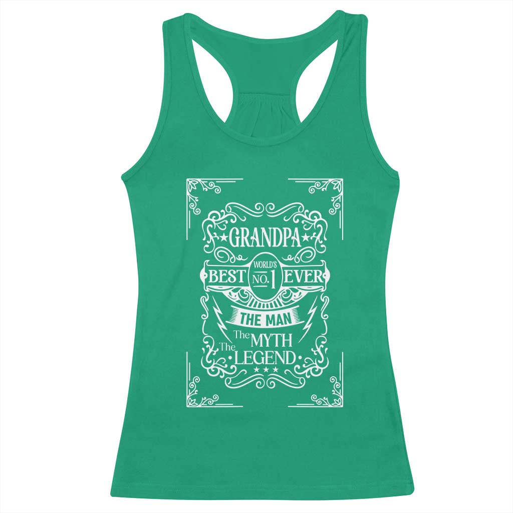 Vintage Fathers Day Gift For Grandpa Racerback Tank Top The Man The Myth The Legend TS12 Irish Green Print Your Wear