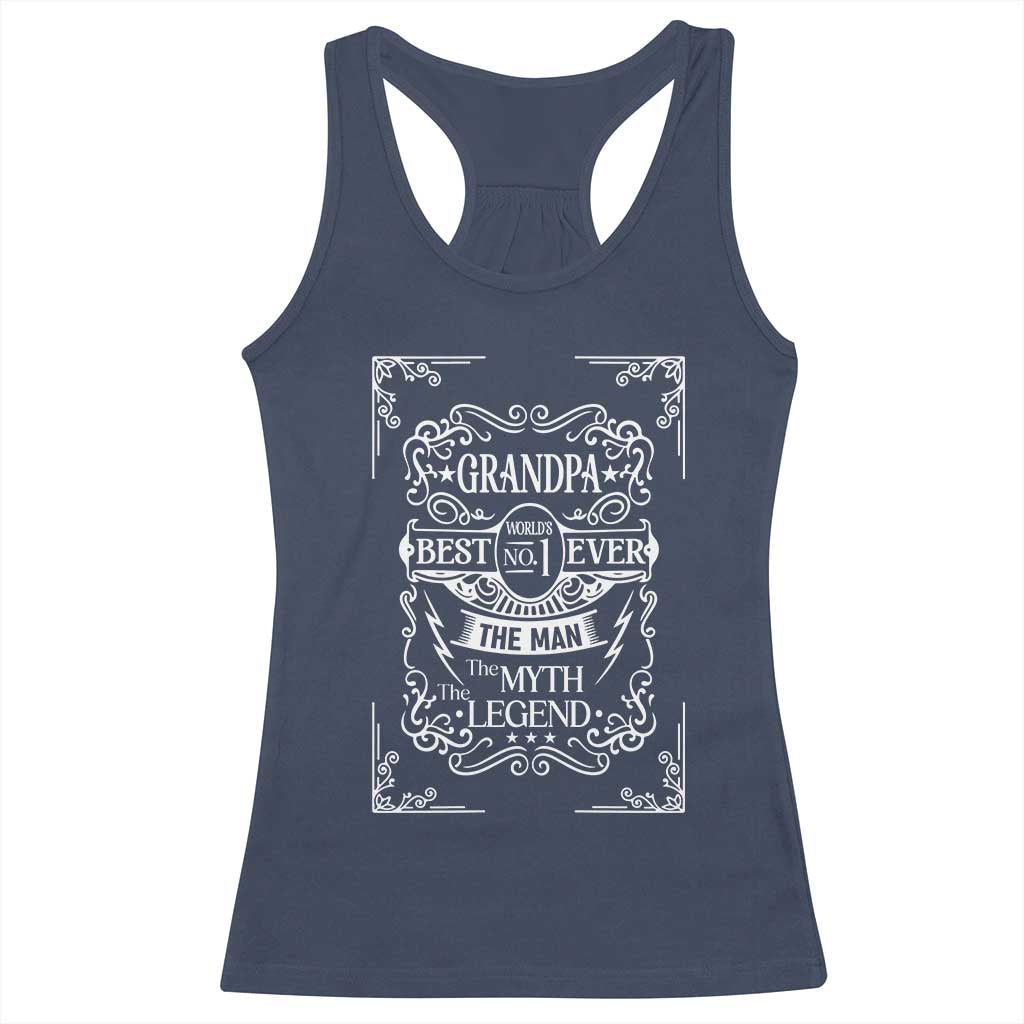 Vintage Fathers Day Gift For Grandpa Racerback Tank Top The Man The Myth The Legend TS12 Navy Print Your Wear