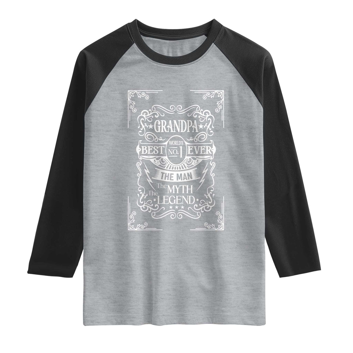 Vintage Fathers Day Gift For Grandpa Raglan Shirt The Man The Myth The Legend TS12 Heather Gray Black Print Your Wear