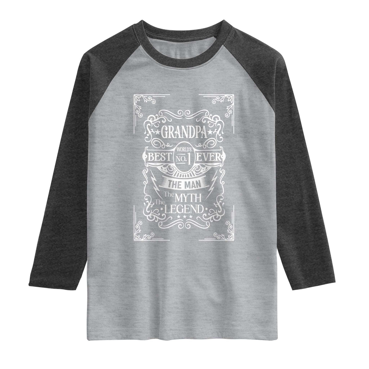 Vintage Fathers Day Gift For Grandpa Raglan Shirt The Man The Myth The Legend TS12 Heather Gray Heather Charcoal Print Your Wear