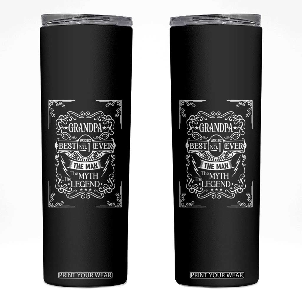 Vintage Fathers Day Gift For Grandpa Skinny Tumbler The Man The Myth The Legend TS12 Black Print Your Wear