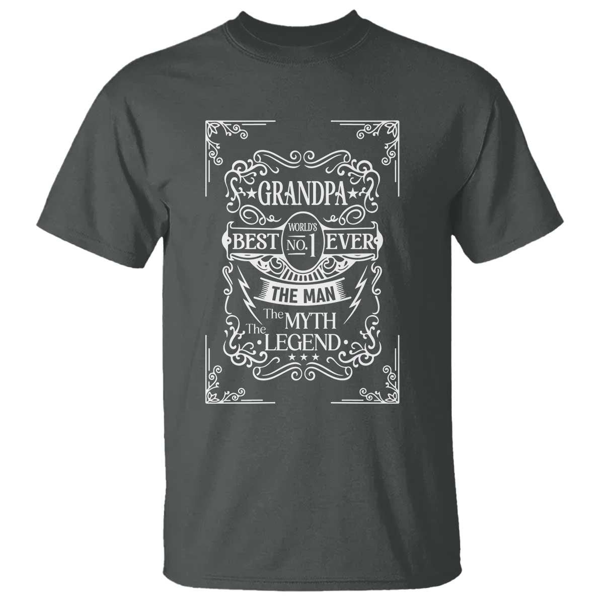 Vintage Fathers Day Gift For Grandpa T Shirt The Man The Myth The Legend TS12 Dark Heather Print Your Wear