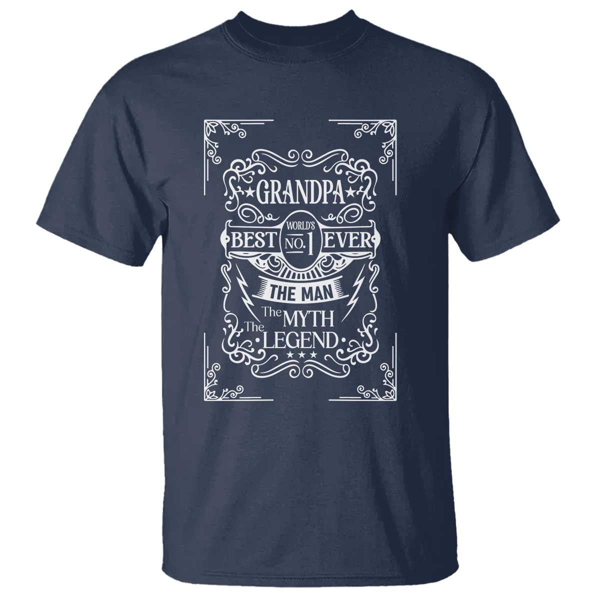 Vintage Fathers Day Gift For Grandpa T Shirt The Man The Myth The Legend TS12 Navy Print Your Wear