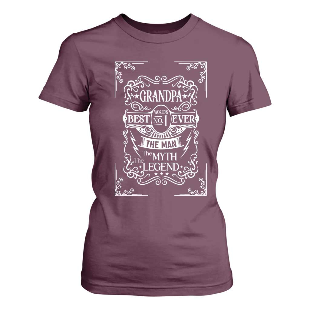 Vintage Fathers Day Gift For Grandpa T Shirt For Women The Man The Myth The Legend TS12 Maroon Print Your Wear