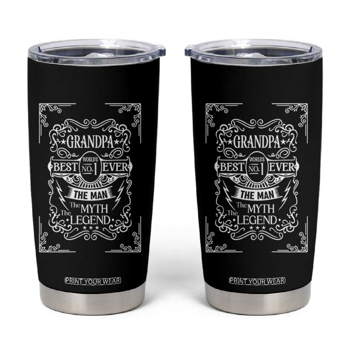 Vintage Fathers Day Gift For Grandpa Tumbler Cup The Man The Myth The Legend TS12 Black Print Your Wear