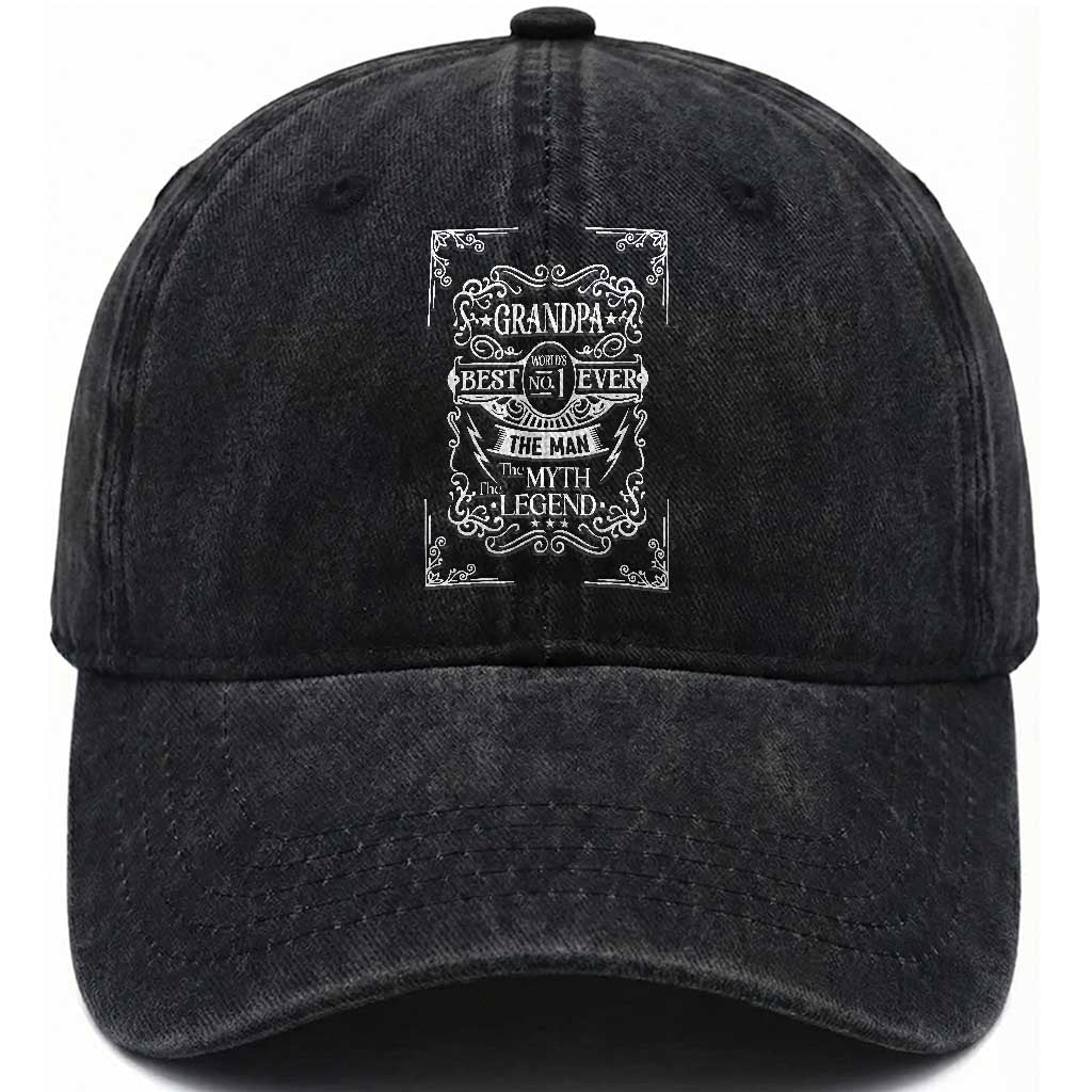 Vintage Fathers Day Gift For Grandpa Washed Cotton Baseball Cap The Man The Myth The Legend TS12 Print Your Wear