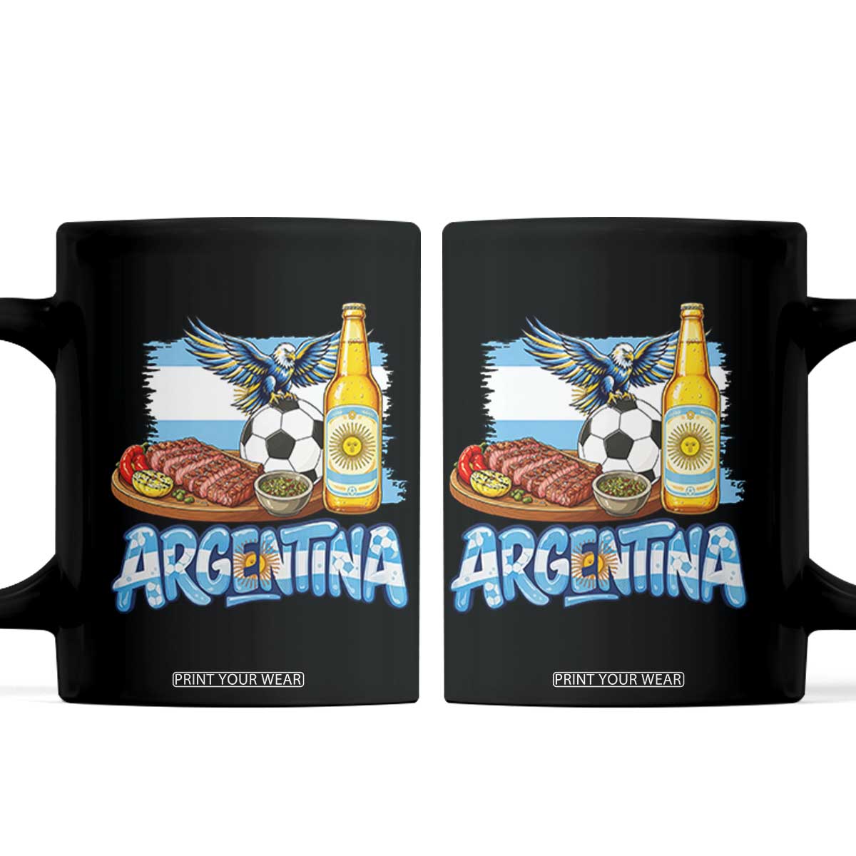 Argentine Pride Soccer And Beer Coffee Mug Football Fan Graphic