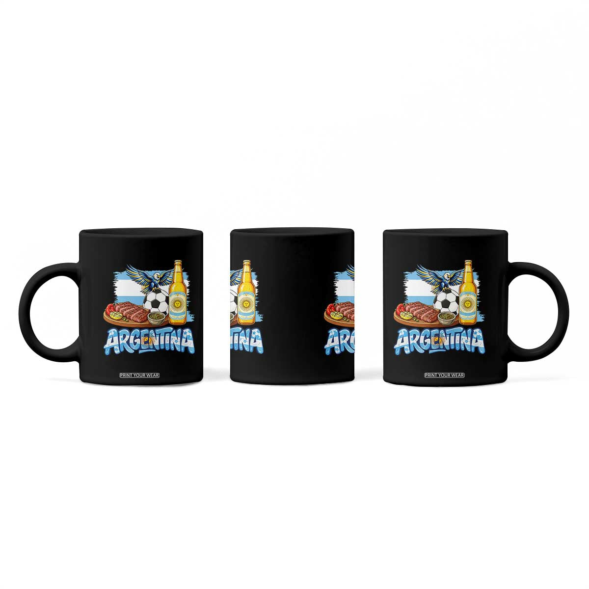 Argentine Pride Soccer And Beer Coffee Mug Football Fan Graphic