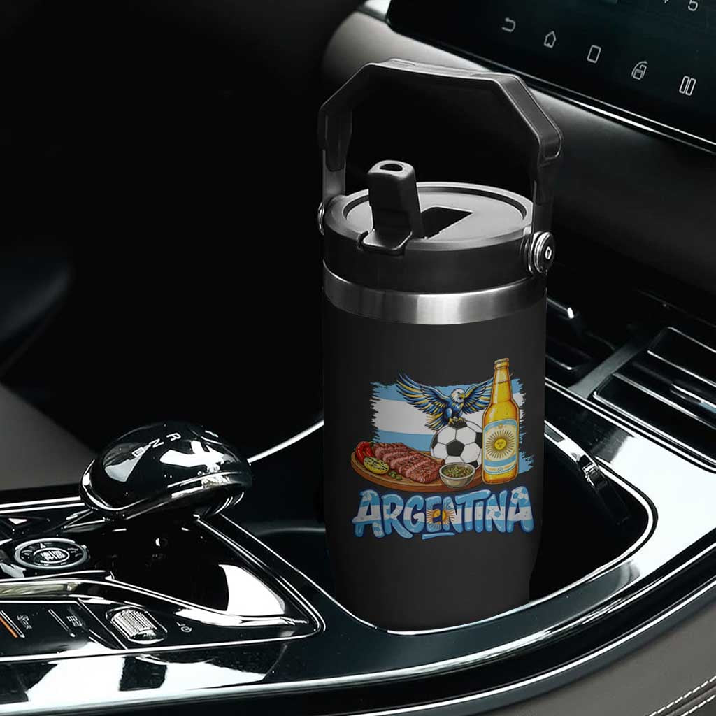 Argentine Pride Soccer And Beer Flip Straw Tumbler Football Fan Graphic