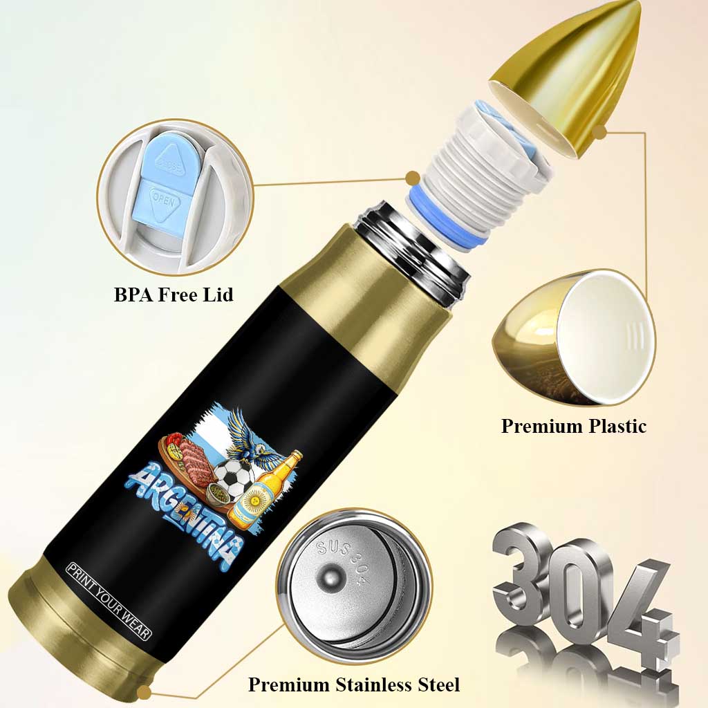 Argentine Pride Soccer And Beer Bullet Tumbler Football Fan Graphic