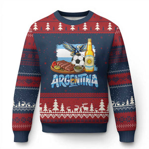 Argentine Pride Soccer And Beer Ugly Christmas Sweater Football Fan Graphic