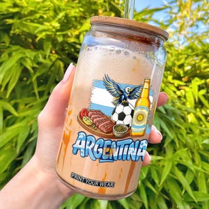 Argentine Pride Soccer And Beer Glass Can Football Fan Graphic