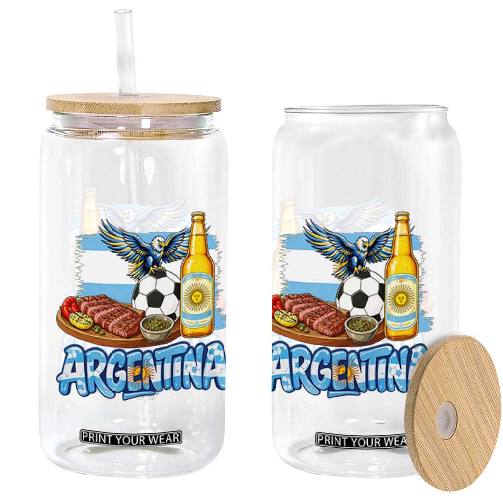 Argentine Pride Soccer And Beer Glass Can Football Fan Graphic