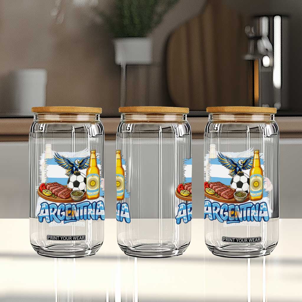 Argentine Pride Soccer And Beer Glass Can Football Fan Graphic