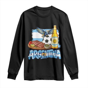 Argentine Pride Soccer And Beer Long Sleeve Shirt Football Fan Graphic