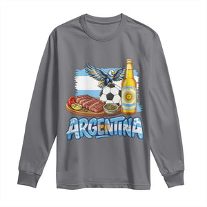 Argentine Pride Soccer And Beer Long Sleeve Shirt Football Fan Graphic