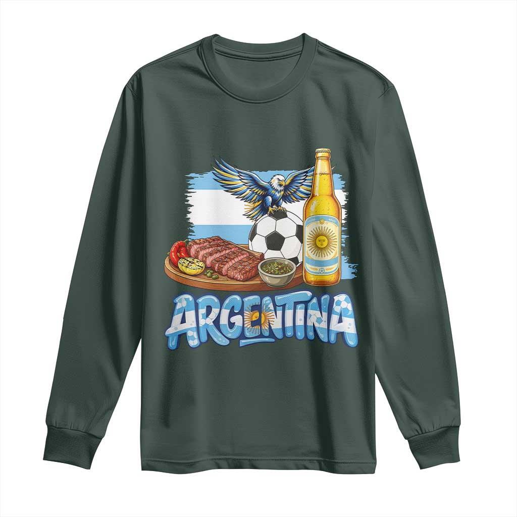Argentine Pride Soccer And Beer Long Sleeve Shirt Football Fan Graphic