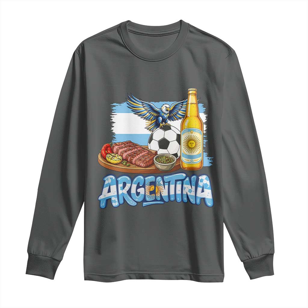 Argentine Pride Soccer And Beer Long Sleeve Shirt Football Fan Graphic